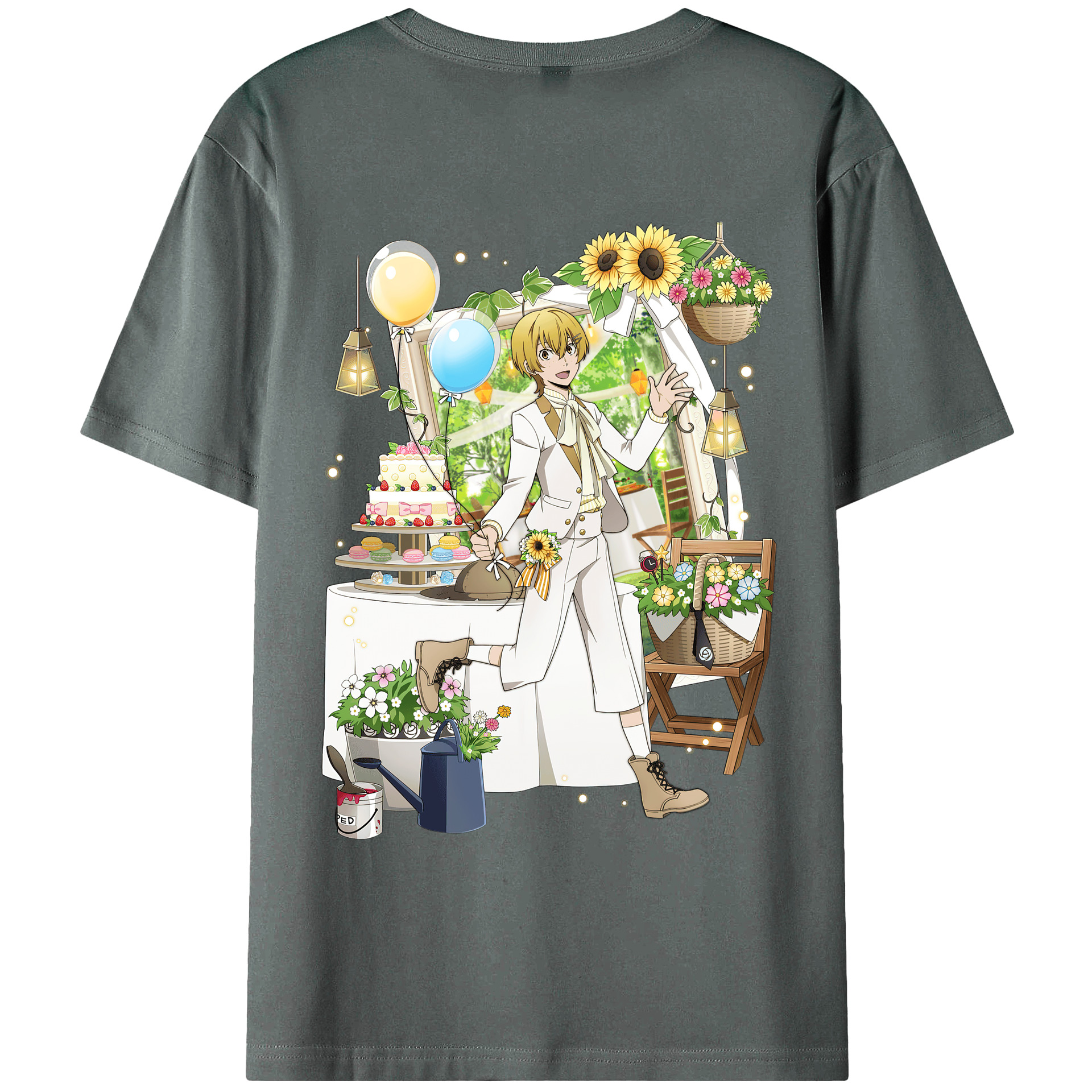 （画像用） 文豪ストレイドッグス Bungo Stray Dogs 綿100％ メンズ半袖Tシャツ（バックプリント） 通気性